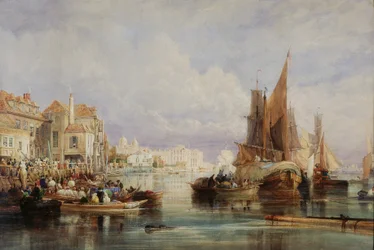 Scen i Greenwich, vid Themsen på lördagsmorgonen den 10 augusti, dagen då Hans Nådigaste Majestät George den Fjärde gick ombord till Skottland